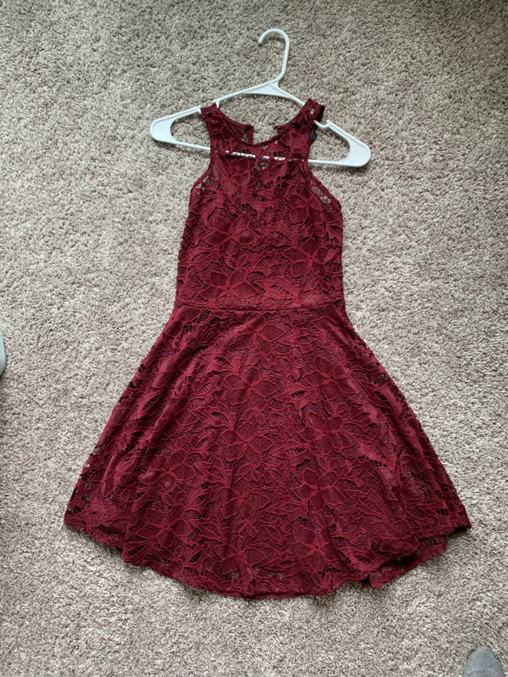 Material Girl Girls Burgundy Lace Fit-and-Flare Dress